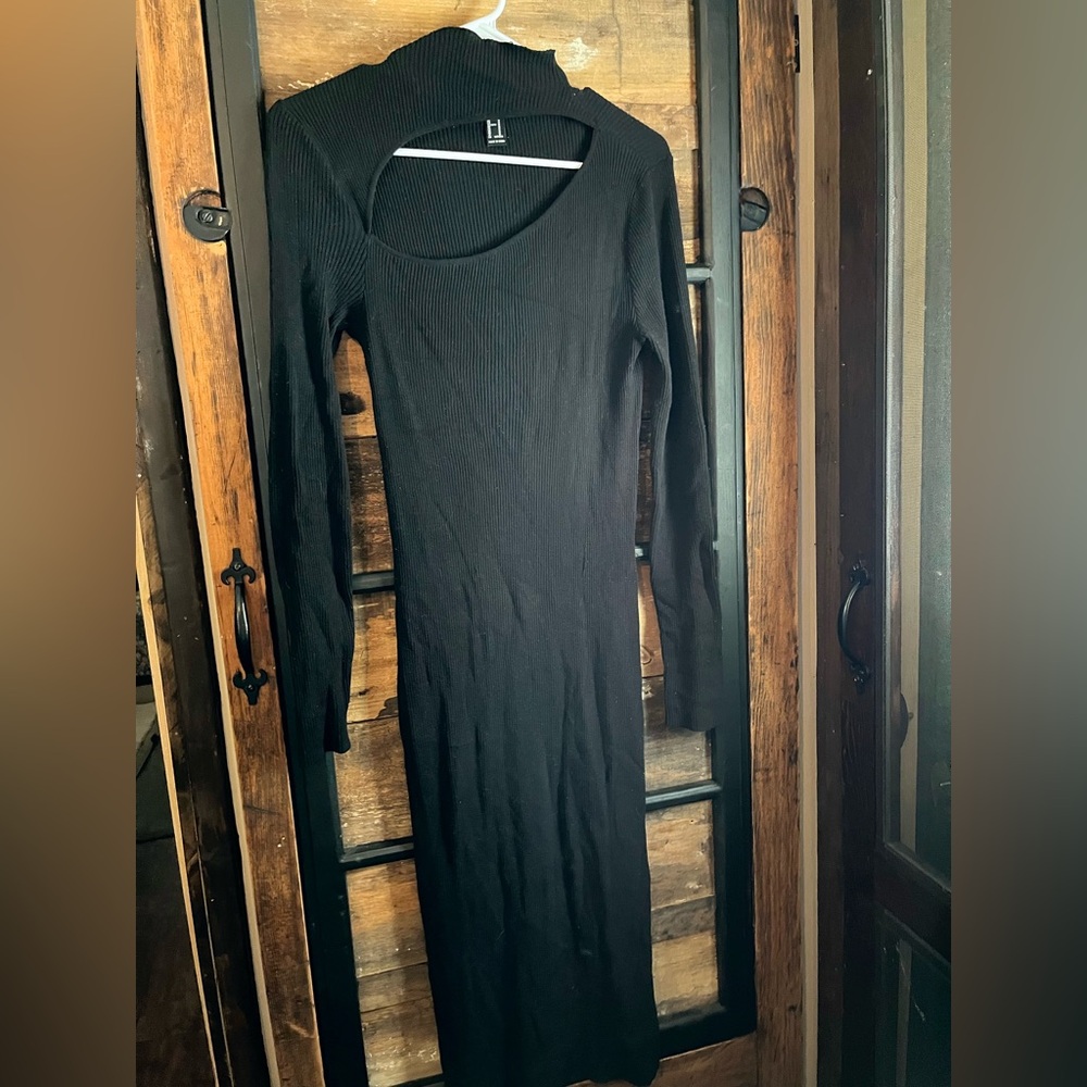 Forever 21 Black Ribbed Long Sleeve Dress